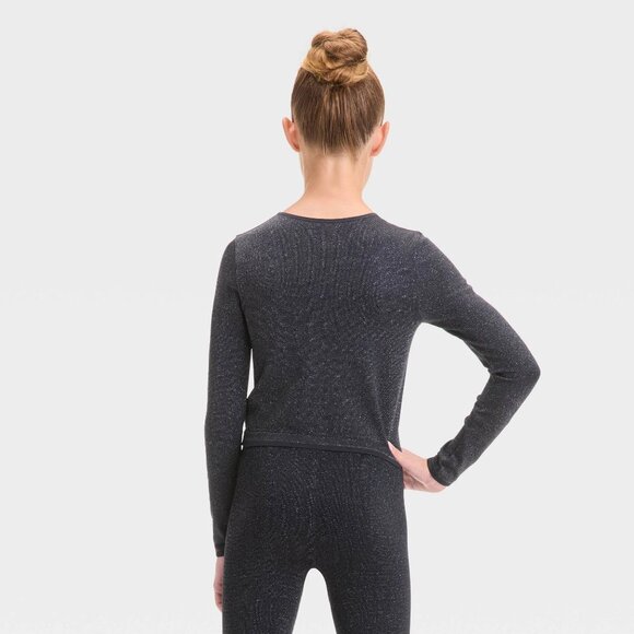 NEW Girls' Seamless Long Sleeve T-Shirt - All In Motion™ Black Sparkle - Picture 2 of 8